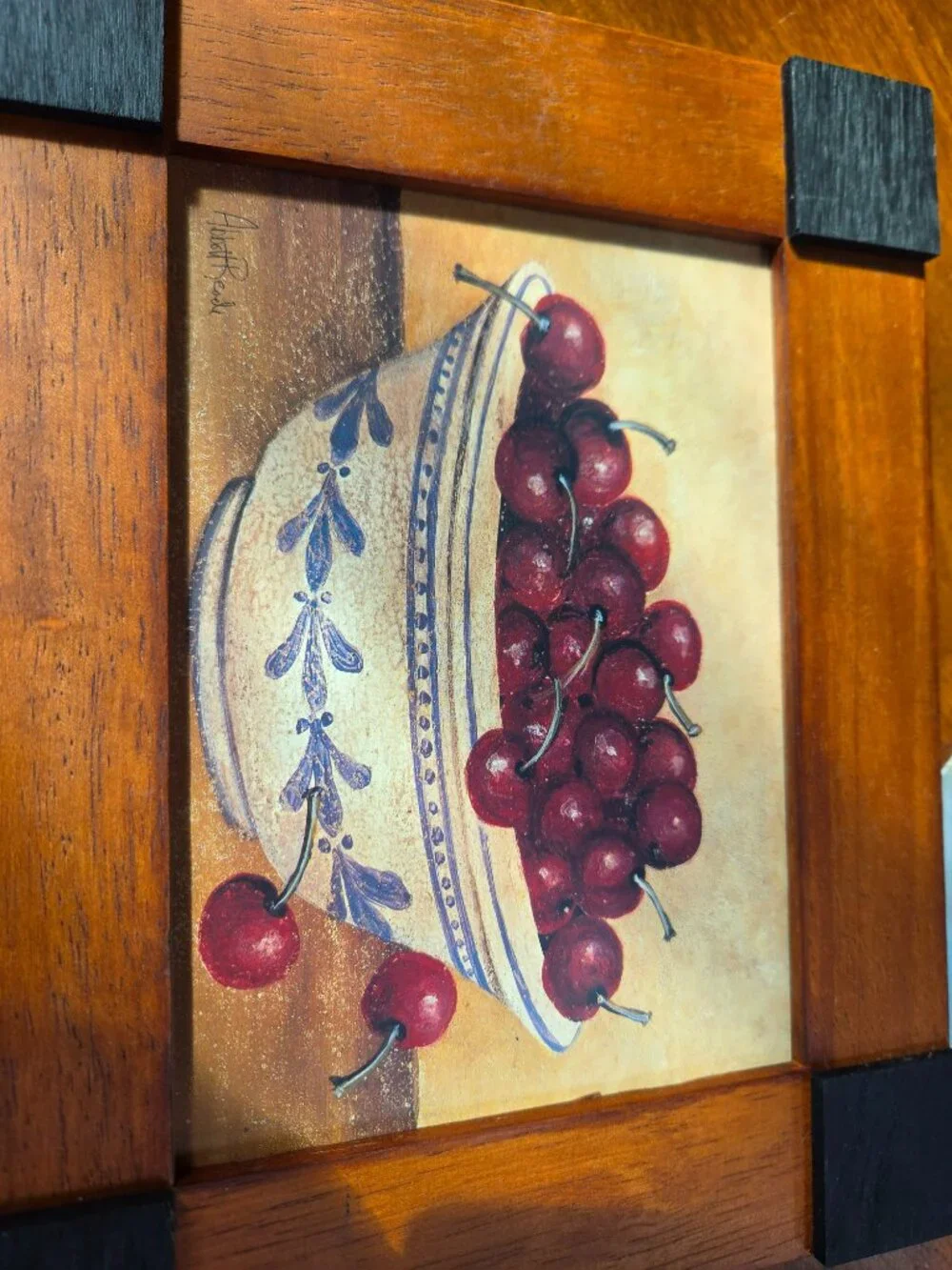 LIFE IS A BOWL OF CHERRIES BY ABBOT READE IS IN AWOOD FRAME 10X8